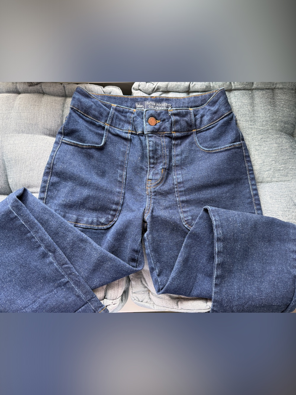 Boden Dark Indigo Straight-Leg patch pocket girlfriend Jeans size 4